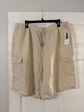 Cubavera Men's Tan Cargo Drawstring Shorts Linen size 2X brand new